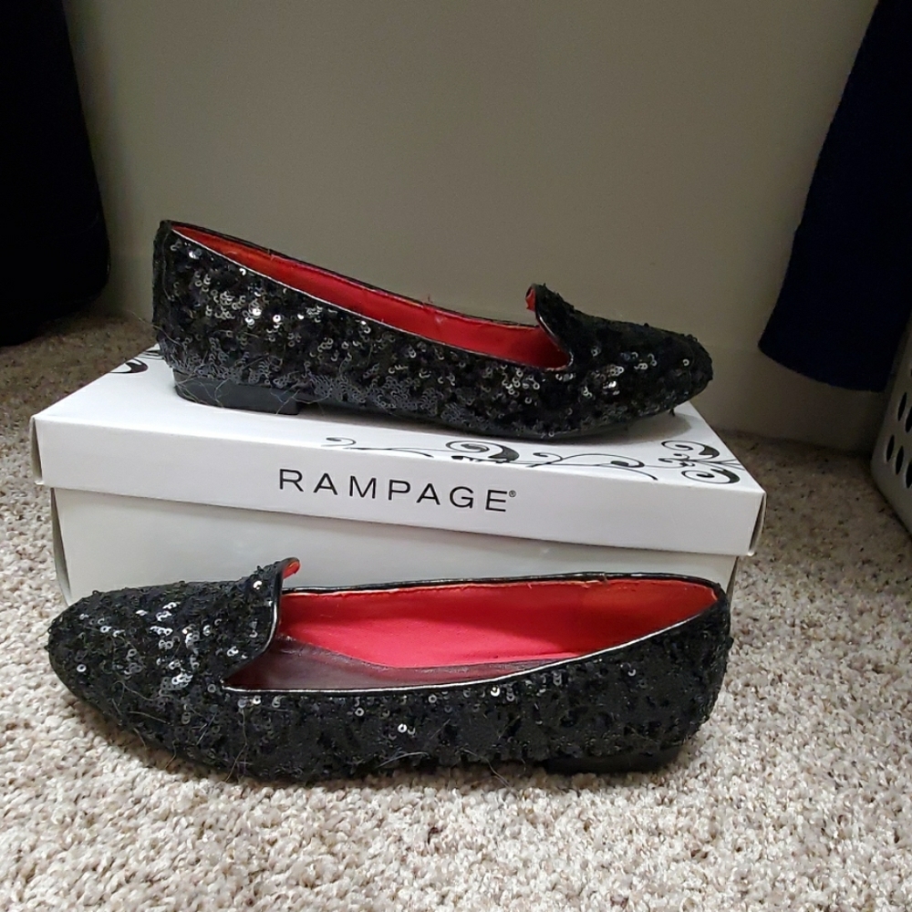 Black sequin flats